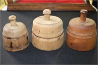 Three large antique wooden butter molds