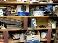 Shelf Including Galvanized Watering Can, Cake Pans