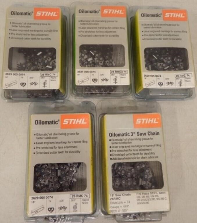 (5) New Stihl 26RMC 18" Chainsaw Chains / Blades