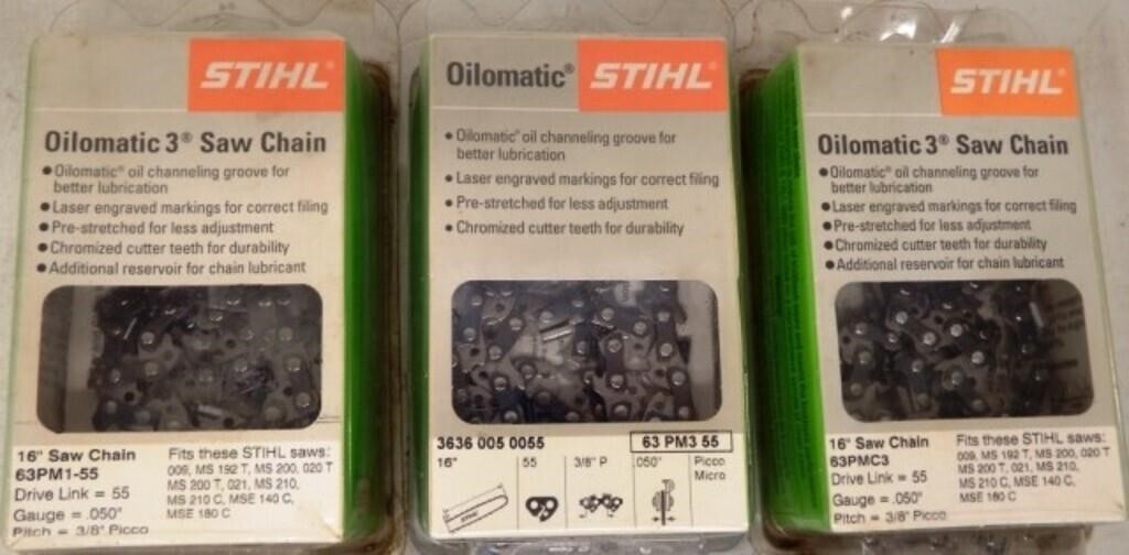 (3) New Stihl 16" Chainsaw Chains / Blades