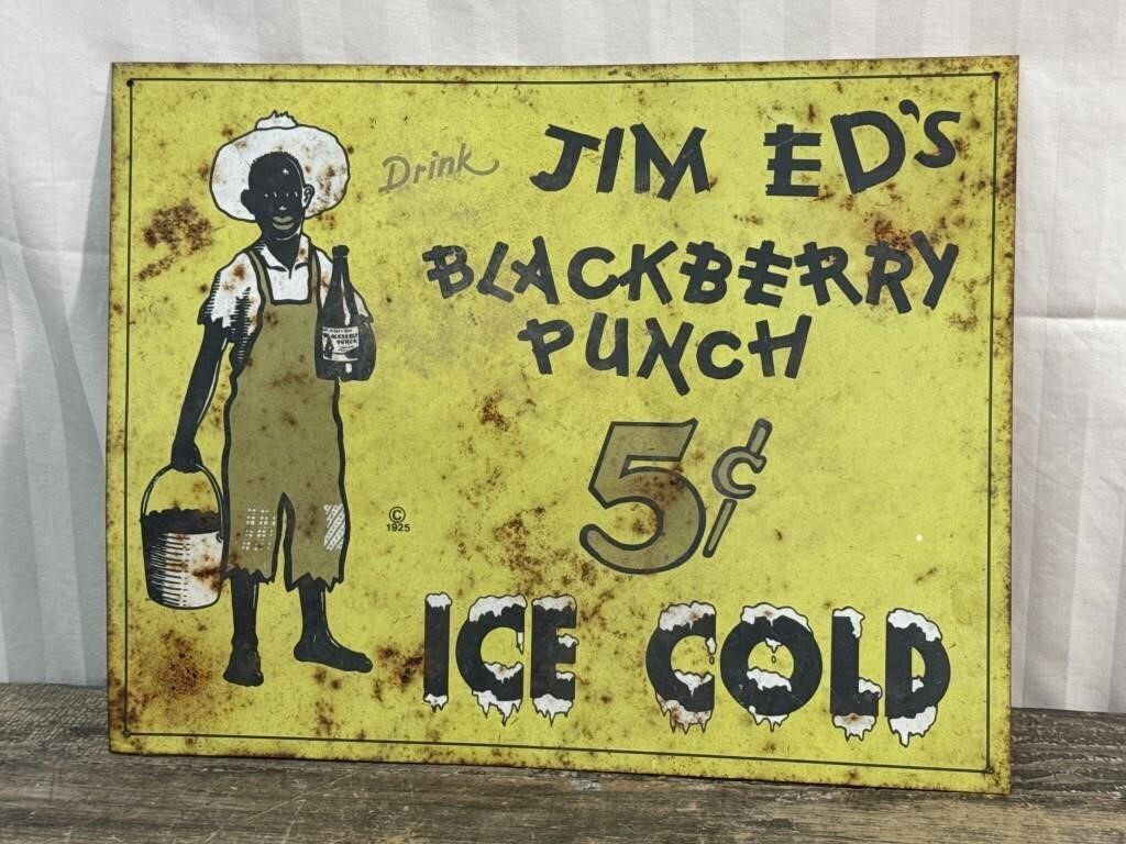 Black Americana Blackberry Punch metal sign