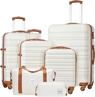 $200  LONG VACATION Luggage Set 4pc ABS TSA (WHITE