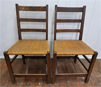 2 Ladder Back Chairs w/Basket Weave Seats