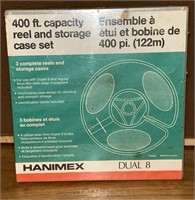 Hanimex Dual 8 400 ft Real & Storage Case Set