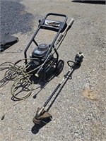 Pressure washer and string trimmer both have