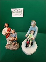 Pair Figures Jesus & a Grandma w/child