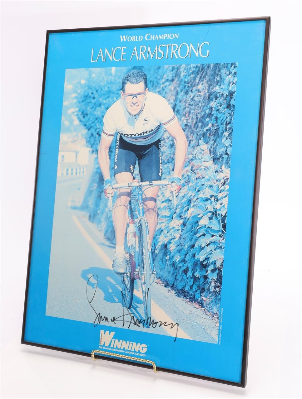 AUTOGRAPHED LANCE ARMSTRONG POSTER FRAMED