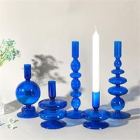 Rtteri 5 Pcs Glass Candlestick Holders Colorful Gl