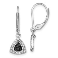 Sterling Silver Black/White Diamond Earrings