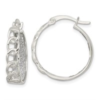 Sterling Silver Glitter Hoop and Links Earrings