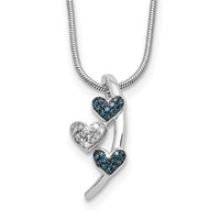 Sterling Silver Blue White Diamond Necklace