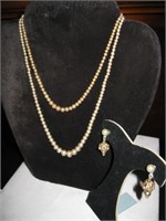 2 Separate Small Strands Faux Pearls & Earrings
