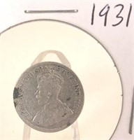 1931 Georgivs V Canadian Silver Dime