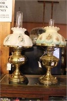 Two Brass Electrified Oil Lamps