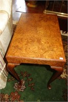 BAKER QUEEN ANNE STYLE - BURL WALNUT SIDE TABLE