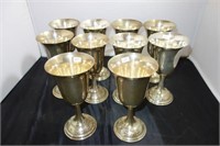 10 PC. WALLACE STERLING GOBLETS "ROSEPOINT"