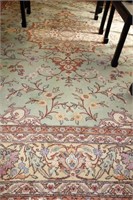 MINT GREEN ORIENTAL RUG HAND KNOTTED, WOOL, 9'2"