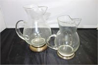 2 PC. CRYSTAL PITCHERS EACH HAS STERLING BASE