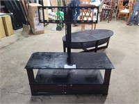 One Drawer Glass Top TV Stand
