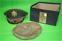 US Army Major Hat. with box and rain cap