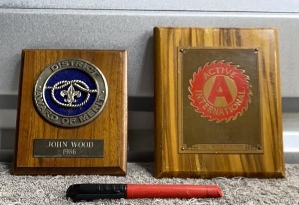 (2) Small Wood Plaques/Awards