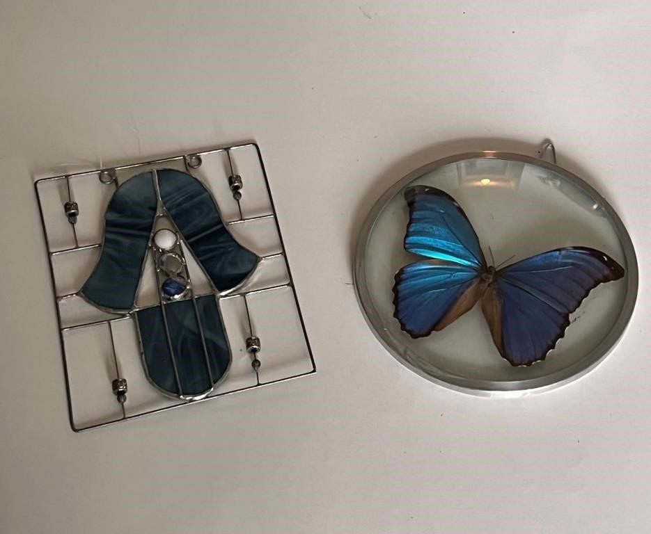 Blue Stained Glass & Blue Butterfly Morpho
