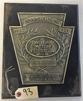 "Pennsylvania Motor Federation" Award of Honor