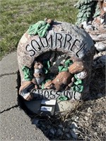 Concrete Squirrel Crossing Lawn Decor