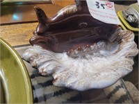 Ornate Ceramic Ashtray with Dolphin