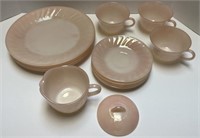 Fire King Rose Ite Swirl Plates/Saucers/Cups + 2
