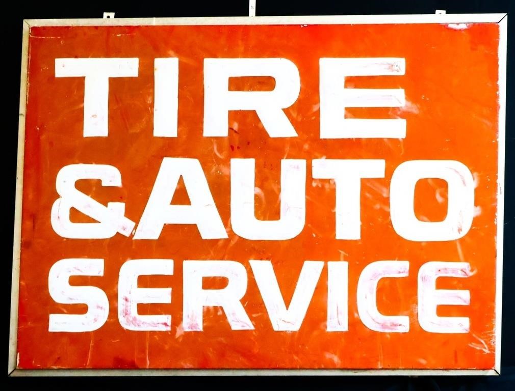 Vntg 47x34.75 Tire & Auto Service sign