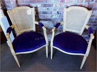 (2) Natural Cane & Upholstered Chairs
