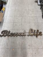 Blessed Life Metal Sign Approx 54x9.5