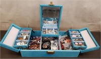 Vintage Jewelry Box with Assorted Costume Jewelry.