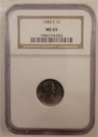1943-S Steel Wheat Cent Graded NGC MS65