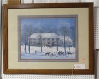 Micheal Delacroix framed winter scene 34” x 44"