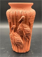Hand Made Terracotta Crane Vase