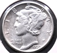 1930 MERCURY DIME AU