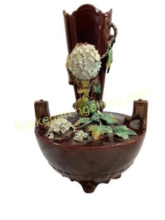 Majolica Hydrangea Vase