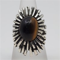 Opus, Modernist Sterling Silver Tiger Eye Ring