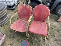 2 - Metal lawn chairs