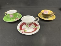 3 Occupied Japan Teacups & Saucers-#1