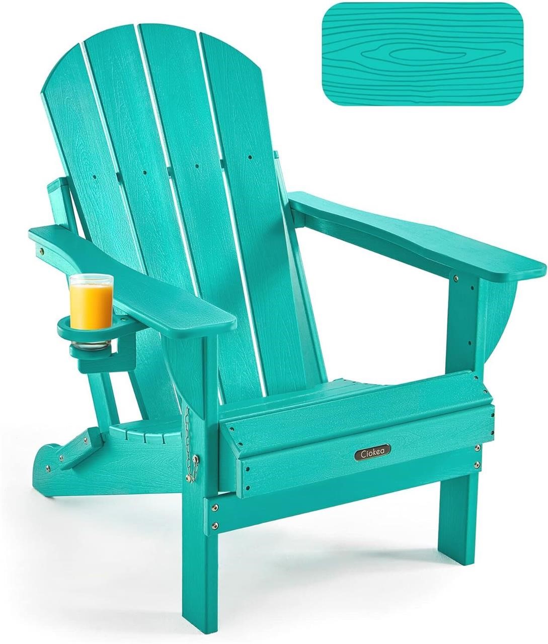 Folding Adirondack Chair Wood Texture (Lake Blue)