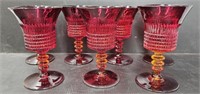 Amber Ruby Fenton Glass Goblet Lincoln Inn Pattern