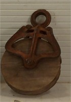 ANTIQUE WOODEN PULLEYS