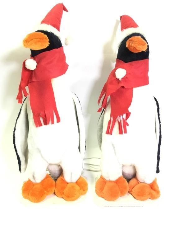 2 Large Vtg. Motorized  Christmas Penguins