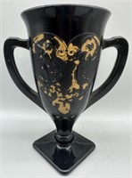 LE Smith Black Amethyst Glass Trophy Vase