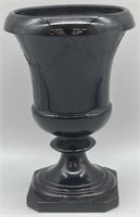 1930s LE Smith Black Amethyst Embossed Urn Vase