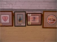 (4) P. Buckley Moss Framed & Matted Prints -