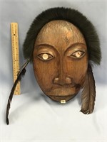 14 1/2" x 10" wooden carved mask by Michael Scott,